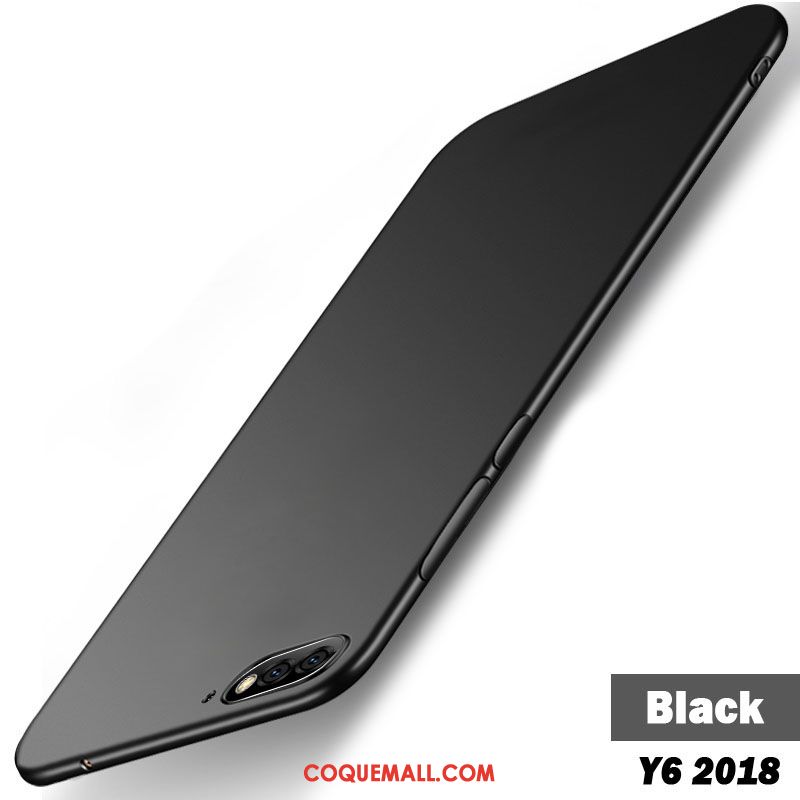 Étui Huawei Y6 2018 Tout Compris Fluide Doux Délavé En Daim, Coque Huawei Y6 2018 Téléphone Portable Noir
