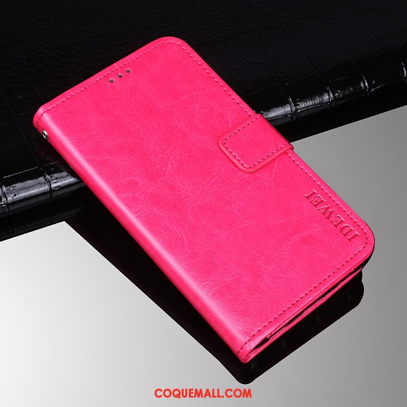Étui Huawei Y6 2019 Téléphone Portable Rouge Modèle Fleurie, Coque Huawei Y6 2019 Protection Incassable