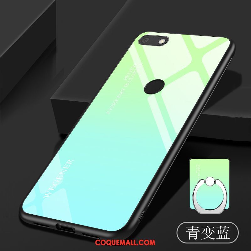 Étui Huawei Y6 Pro 2017 Dégradé Tempérer Téléphone Portable, Coque Huawei Y6 Pro 2017 Vert Membrane