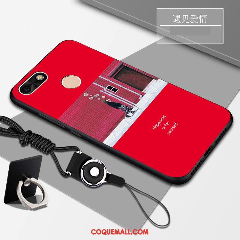 Étui Huawei Y6 Pro 2017 Personnalité Noir Rouge, Coque Huawei Y6 Pro 2017 Support Fluide Doux