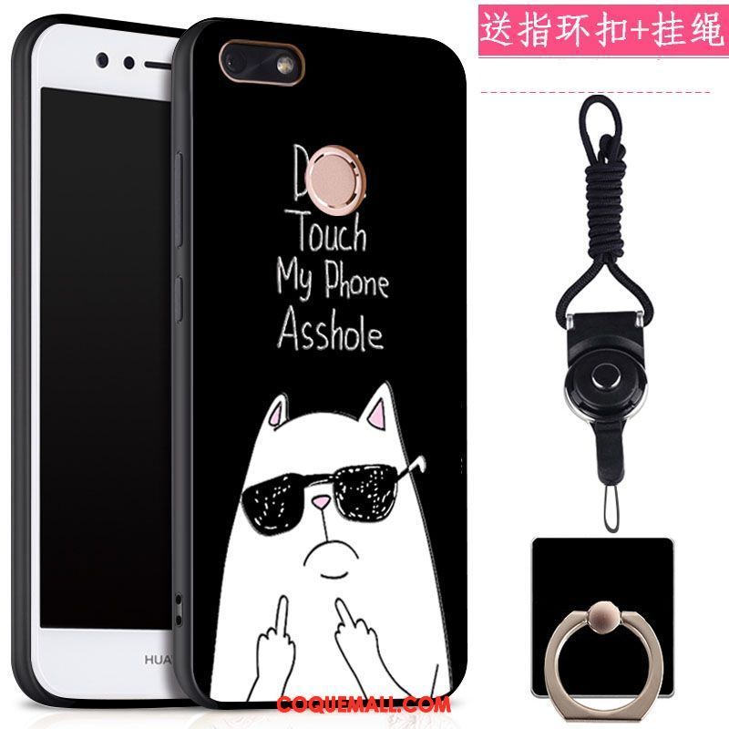 Étui Huawei Y6 Pro 2017 Téléphone Portable Anneau Noir, Coque Huawei Y6 Pro 2017 Protection Une Agrafe