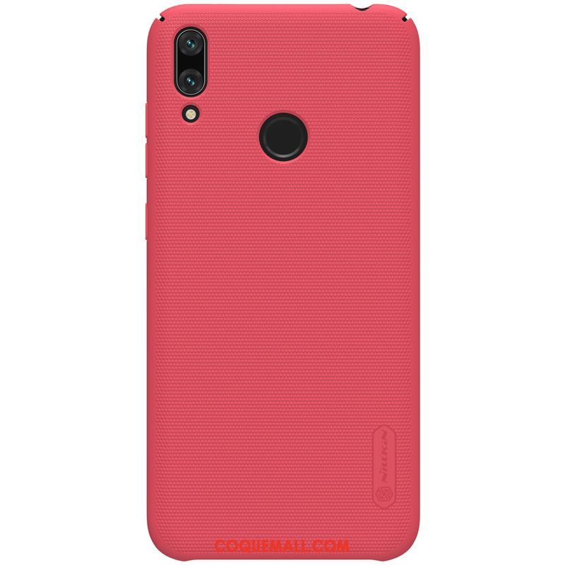 Étui Huawei Y7 2019 Protection Téléphone Portable Délavé En Daim, Coque Huawei Y7 2019 Rouge Incassable