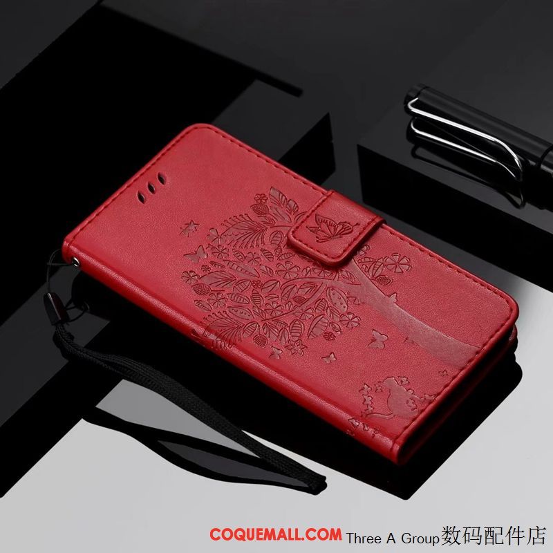 Étui Lg G7 Thinq Simple Rouge Téléphone Portable, Coque Lg G7 Thinq Fluide Doux Étui En Cuir