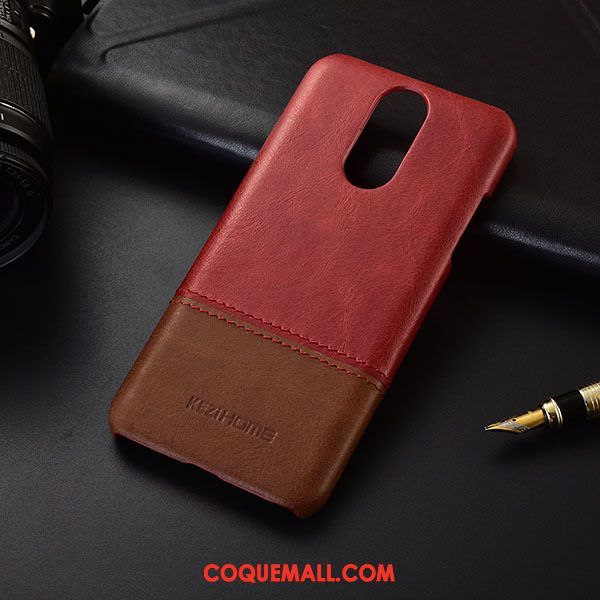 Étui Lg Q7 Téléphone Portable Rouge Cuir Véritable, Coque Lg Q7 Protection Couture Couleurs
