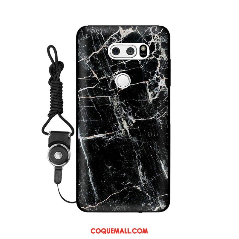 Étui Lg V30 Noir Téléphone Portable Incassable, Coque Lg V30 Fluide Doux Ornements Suspendus