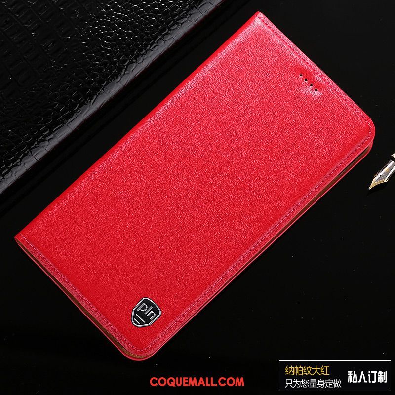 Étui Lg V30 Étui En Cuir Cuir Véritable Protection, Coque Lg V30 Rouge Téléphone Portable