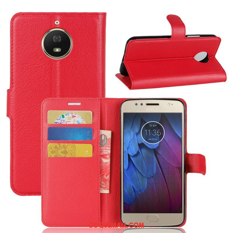 Étui Moto G5s Silicone Incassable Rouge, Coque Moto G5s Téléphone Portable Étui En Cuir