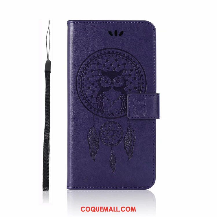 Étui Moto G7 Téléphone Portable Carte Clamshell, Coque Moto G7 Fluide Doux Violet