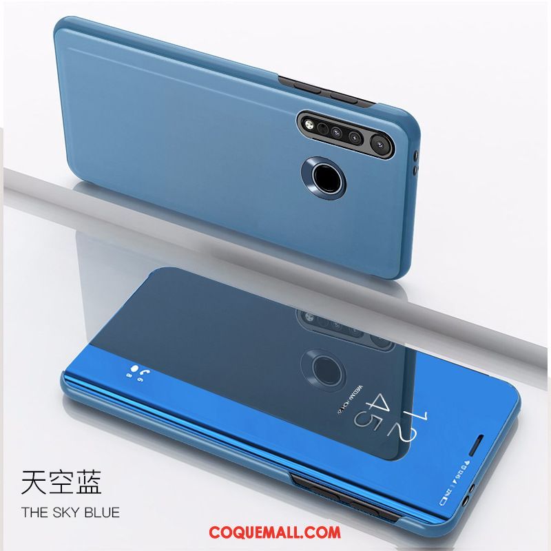 Étui Moto G8 Plus Bleu Miroir Téléphone Portable, Coque Moto G8 Plus Nouveau