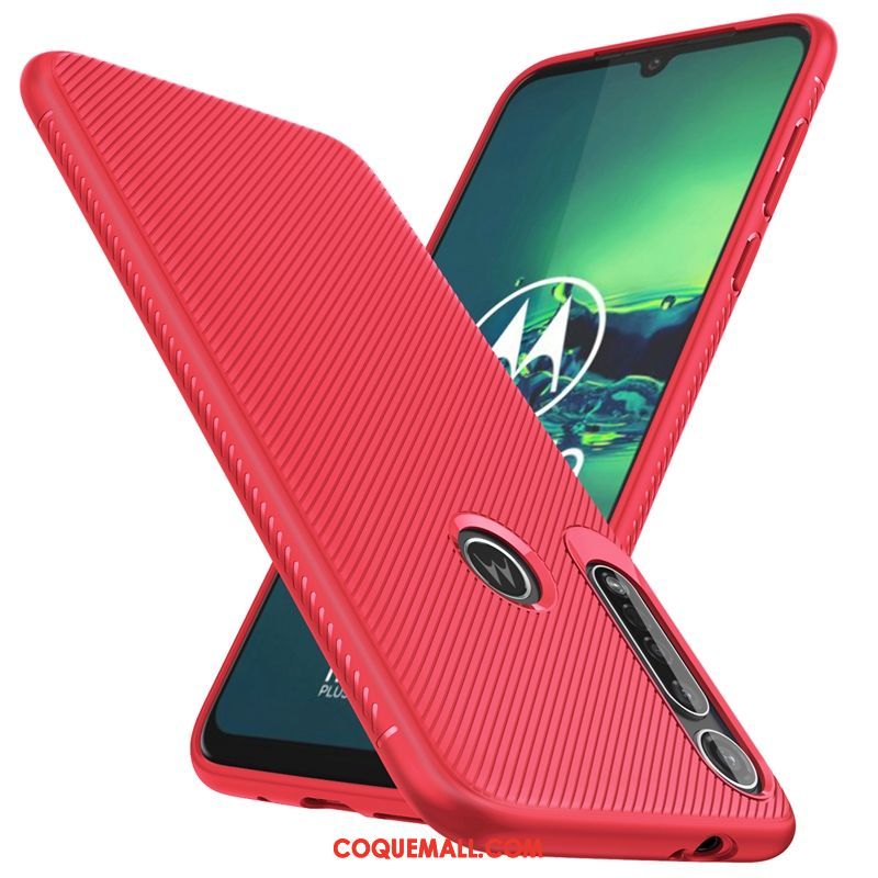Étui Moto G8 Plus Protection Incassable Rouge, Coque Moto G8 Plus Pu Téléphone Portable
