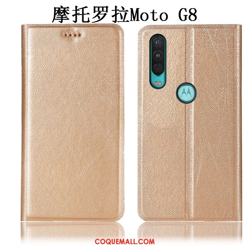 Étui Moto G8 Téléphone Portable En Cuir Tout Compris, Coque Moto G8 Soie Incassable