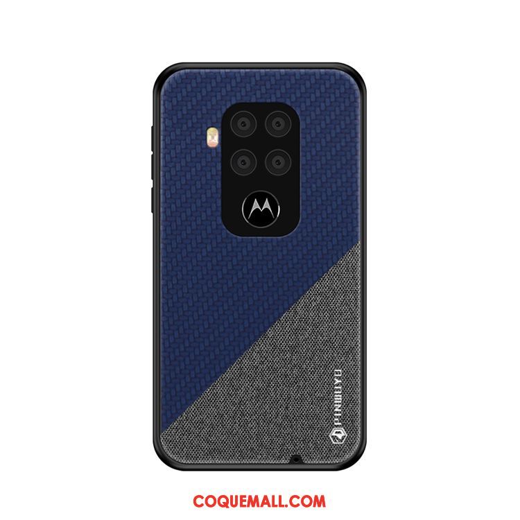 Étui Motorola One Zoom Téléphone Portable Modèle Fleurie Très Mince, Coque Motorola One Zoom Bleu Toile