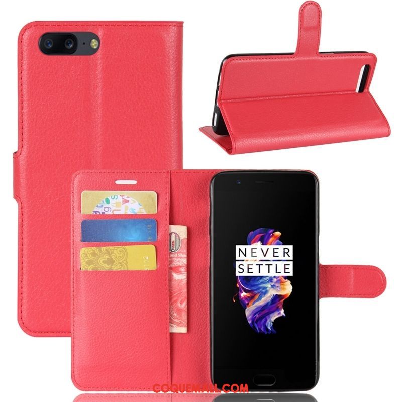 Étui Oneplus 5 Protection Fluide Doux Étui En Cuir, Coque Oneplus 5 Téléphone Portable Rouge