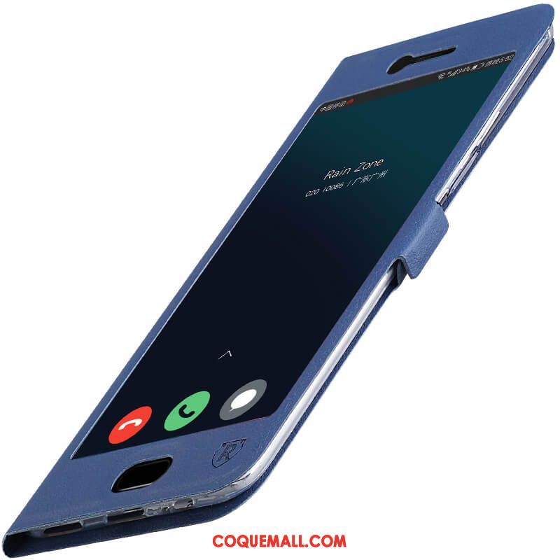 Étui Oneplus 5 Étui En Cuir Bleu Téléphone Portable, Coque Oneplus 5 Clamshell Foncé