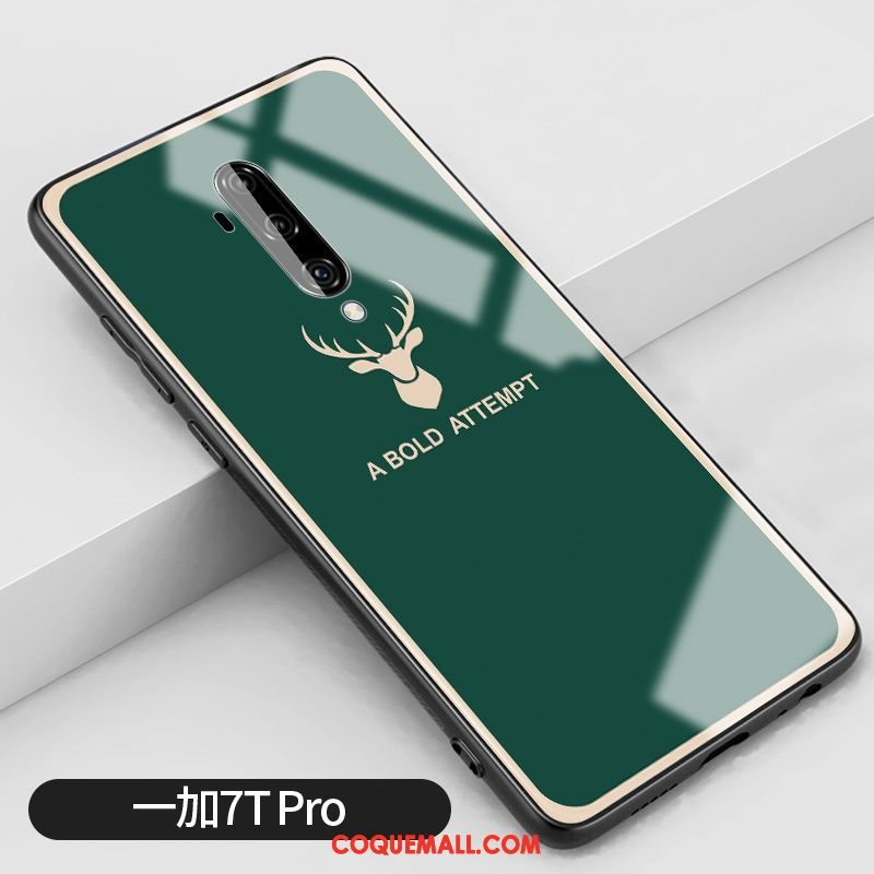 Étui Oneplus 7t Pro Créatif Protection Verre, Coque Oneplus 7t Pro Vert Téléphone Portable