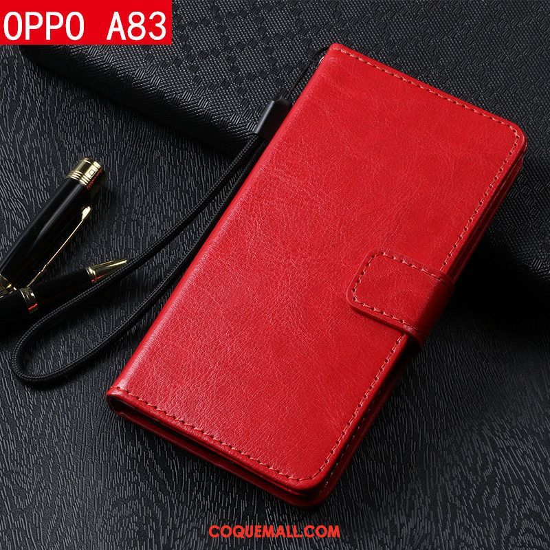 Étui Oppo A83 Protection Étui En Cuir Tout Compris, Coque Oppo A83 Incassable Rouge