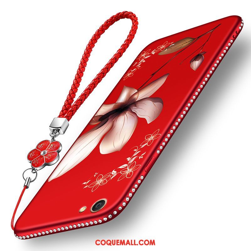 Étui Oppo A83 Rouge Créatif Délavé En Daim, Coque Oppo A83 Téléphone Portable Incassable
