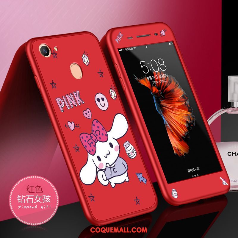 Étui Oppo A83 Téléphone Portable Délavé En Daim Rouge, Coque Oppo A83 Fluide Doux Gaufrage