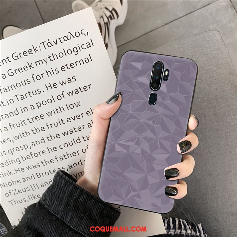 Étui Oppo A9 2020 Couleur Unie Incassable Modèle Fleurie, Coque Oppo A9 2020 Violet Téléphone Portable