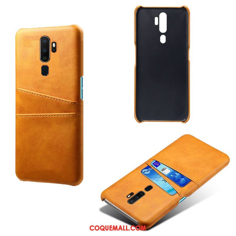 Étui Oppo A9 2020 Téléphone Portable En Cuir Orange, Coque Oppo A9 2020 Protection Nouveau