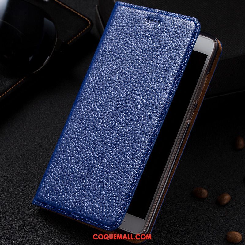 Étui Oppo Find X Étui En Cuir Protection Téléphone Portable, Coque Oppo Find X Bleu Cuir Véritable