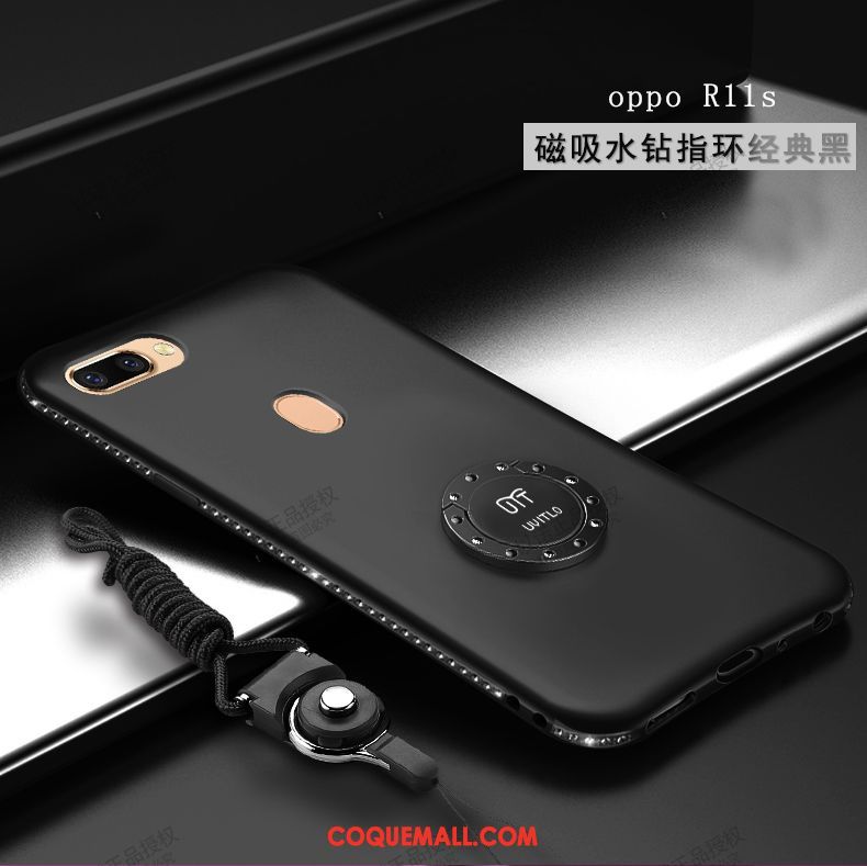 Étui Oppo R11s Incassable Téléphone Portable Support, Coque Oppo R11s Noir Fluide Doux