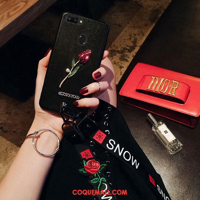 Étui Oppo R11s Rouge Protection Fleur, Coque Oppo R11s Silicone Téléphone Portable