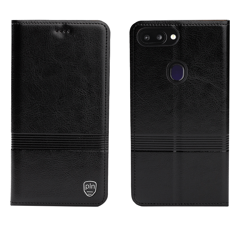 Étui Oppo R15 Pro Téléphone Portable Étui En Cuir Noir, Coque Oppo R15 Pro Protection