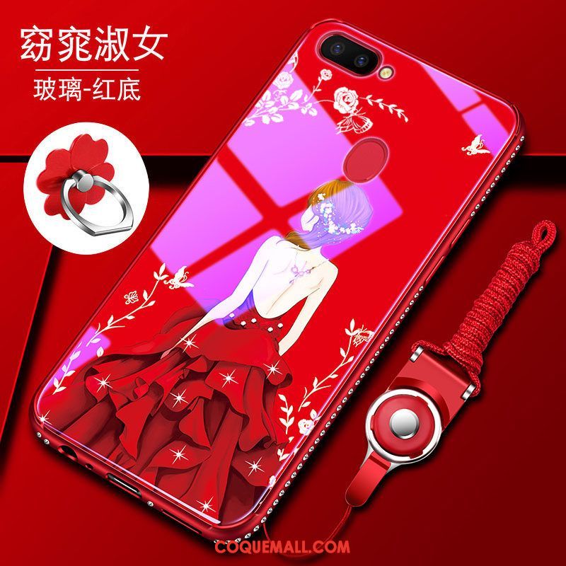Étui Oppo R15 Verre Étoile Rouge, Coque Oppo R15 Téléphone Portable Incassable