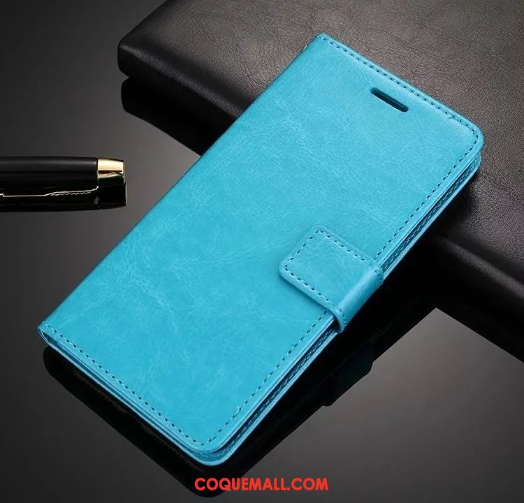Étui Oppo R17 Incassable Téléphone Portable Clamshell, Coque Oppo R17 Bleu Portefeuille