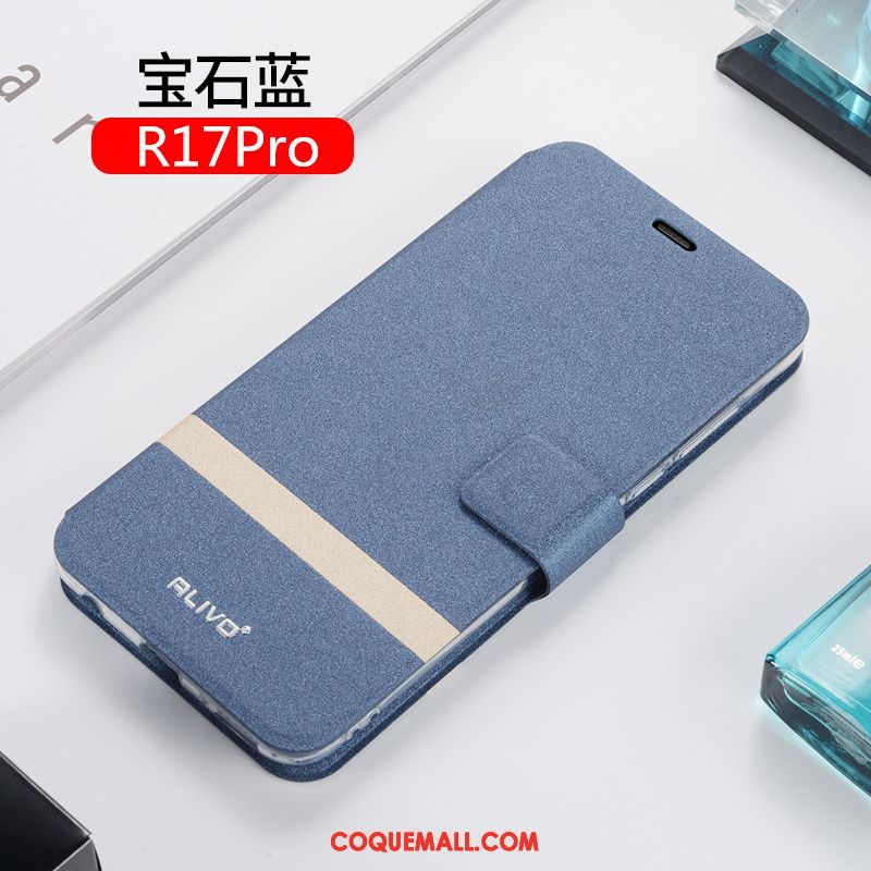 Étui Oppo R17 Pro Incassable Étui En Cuir Fluide Doux, Coque Oppo R17 Pro Bleu Téléphone Portable