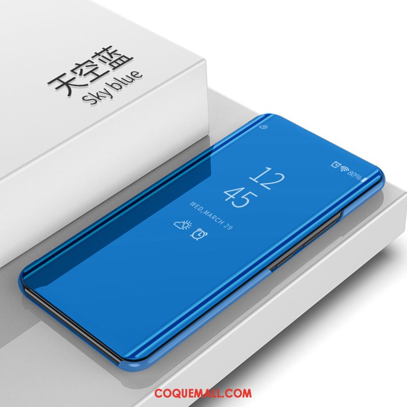 Étui Oppo Reno 10x Zoom Protection Miroir Bleu, Coque Oppo Reno 10x Zoom Téléphone Portable