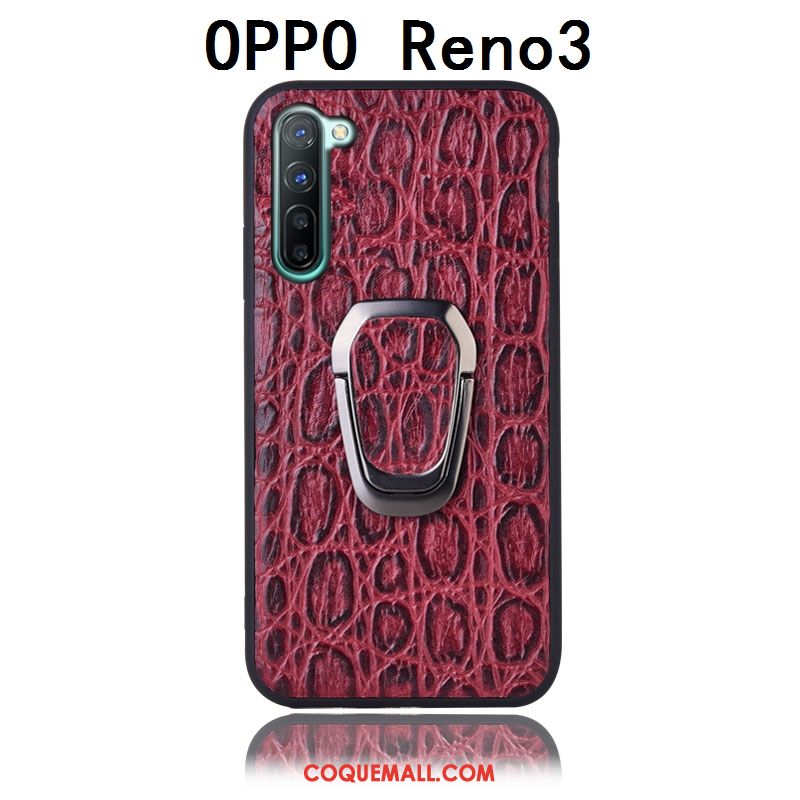 Étui Oppo Reno 3 Support Incassable Téléphone Portable, Coque Oppo Reno 3 Rouge Protection