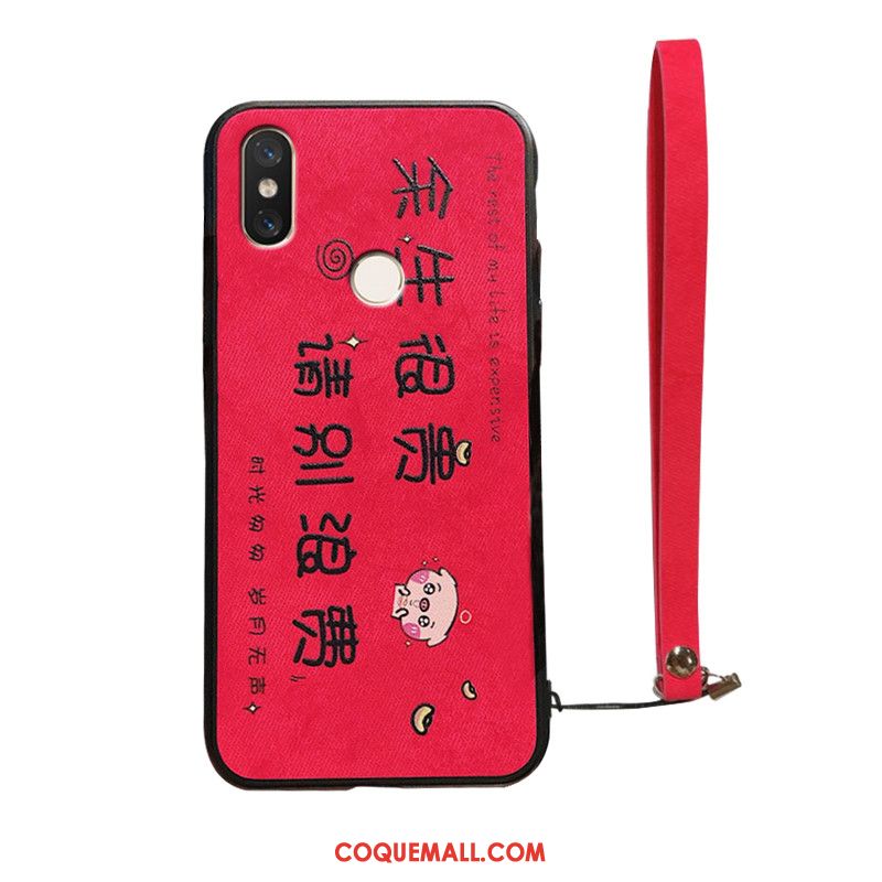 Étui Redmi Note 6 Pro Créatif Ornements Suspendus Rouge, Coque Redmi Note 6 Pro Téléphone Portable Protection Beige