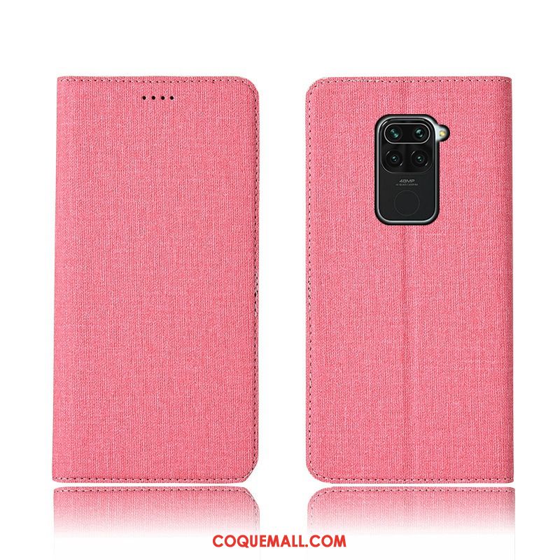 Étui Redmi Note 9 En Cuir Clamshell Fluide Doux, Coque Redmi Note 9 Téléphone Portable Rose Beige