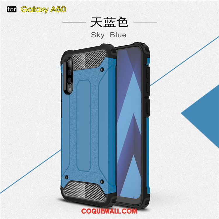 Étui Samsung Galaxy A50 Bleu Téléphone Portable Étoile, Coque Samsung Galaxy A50 Difficile Protection