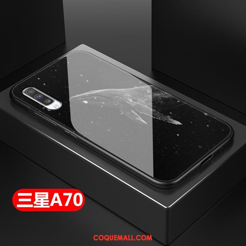 Étui Samsung Galaxy A70 Verre Trempé Simple Personnalité, Coque Samsung Galaxy A70 Silicone Téléphone Portable