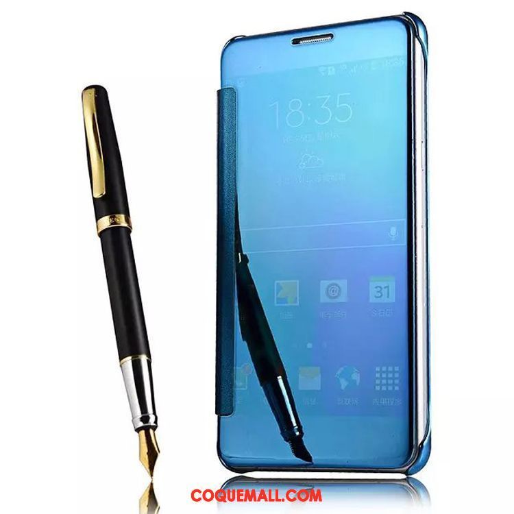 Étui Samsung Galaxy A8 Téléphone Portable Miroir Bleu, Coque Samsung Galaxy A8 Étoile Étui En Cuir