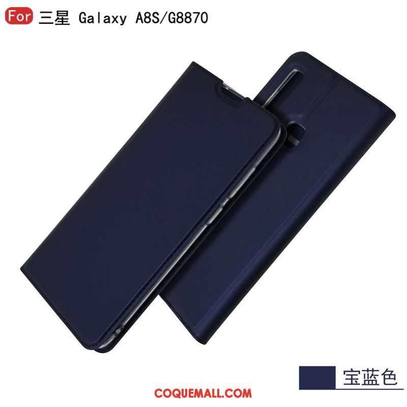 Étui Samsung Galaxy A8s Étoile Business Téléphone Portable, Coque Samsung Galaxy A8s Bleu En Cuir