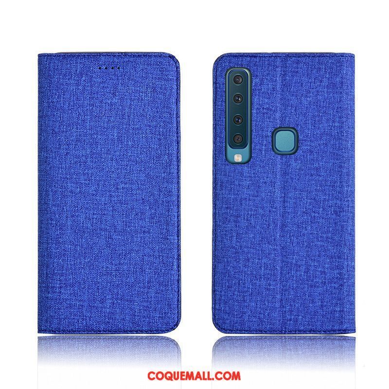 Étui Samsung Galaxy A9 2018 Silicone Lin Étui En Cuir, Coque Samsung Galaxy A9 2018 Bleu Étoile