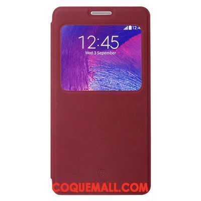 Étui Samsung Galaxy Note 4 Protection Rouge Étui En Cuir, Coque Samsung Galaxy Note 4 Téléphone Portable Étoile