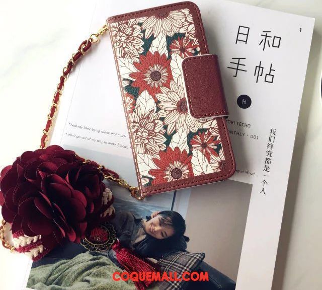 Étui Samsung Galaxy Note 4 Téléphone Portable Étoile Vin Rouge, Coque Samsung Galaxy Note 4 Fleur Étui En Cuir
