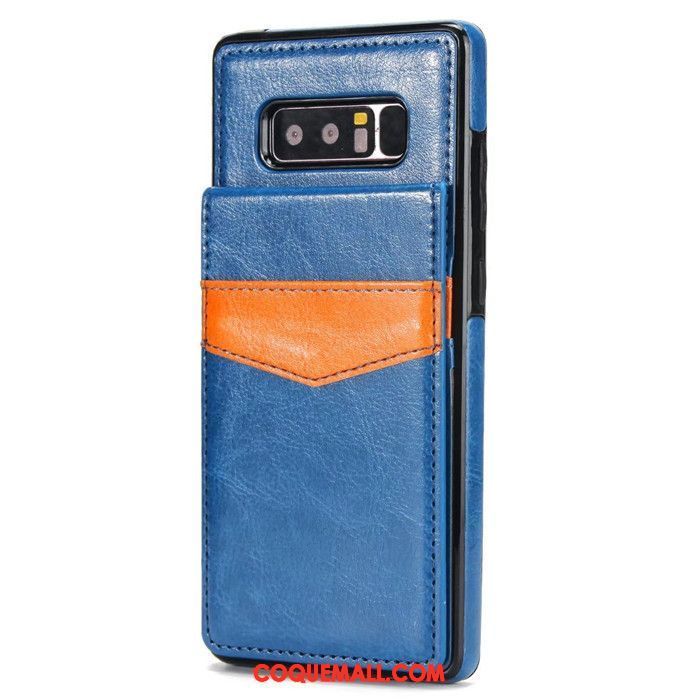 Étui Samsung Galaxy Note 8 Tout Compris Étui En Cuir Incassable, Coque Samsung Galaxy Note 8 Bleu Carte