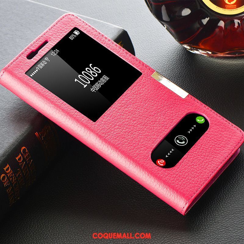 Étui Samsung Galaxy Note 8 Téléphone Portable Cuir Véritable Protection, Coque Samsung Galaxy Note 8 Rouge Nouveau