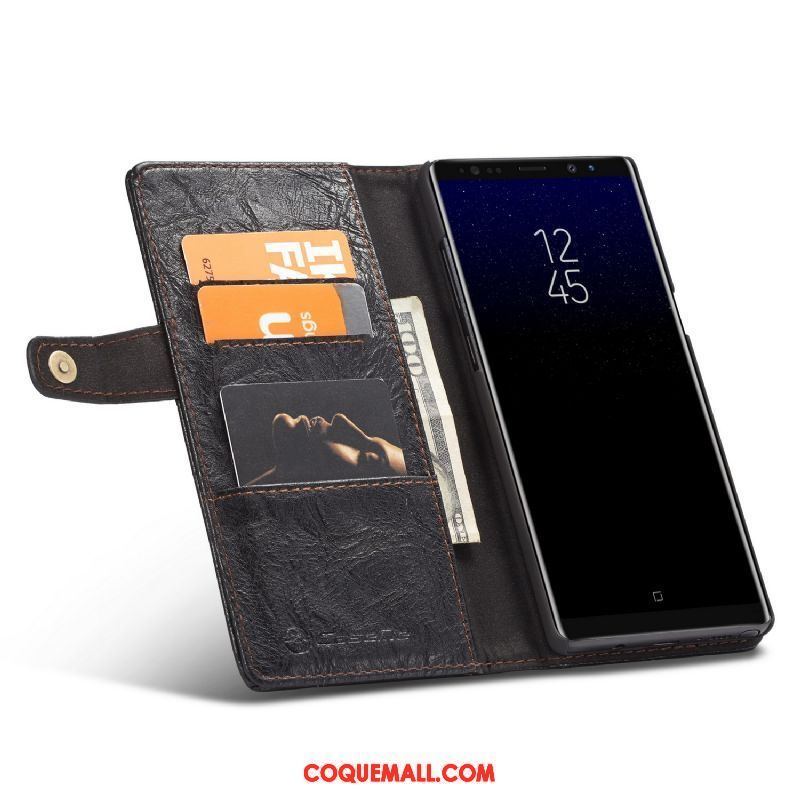 Étui Samsung Galaxy Note 8 Étui En Cuir Portefeuille Noir, Coque Samsung Galaxy Note 8 Carte Étoile