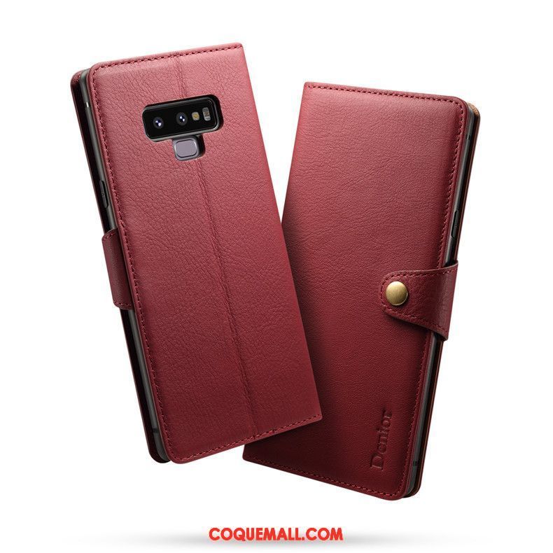 Étui Samsung Galaxy Note 9 Protection Cuir Vin Rouge, Coque Samsung Galaxy Note 9 Étui En Cuir Incassable