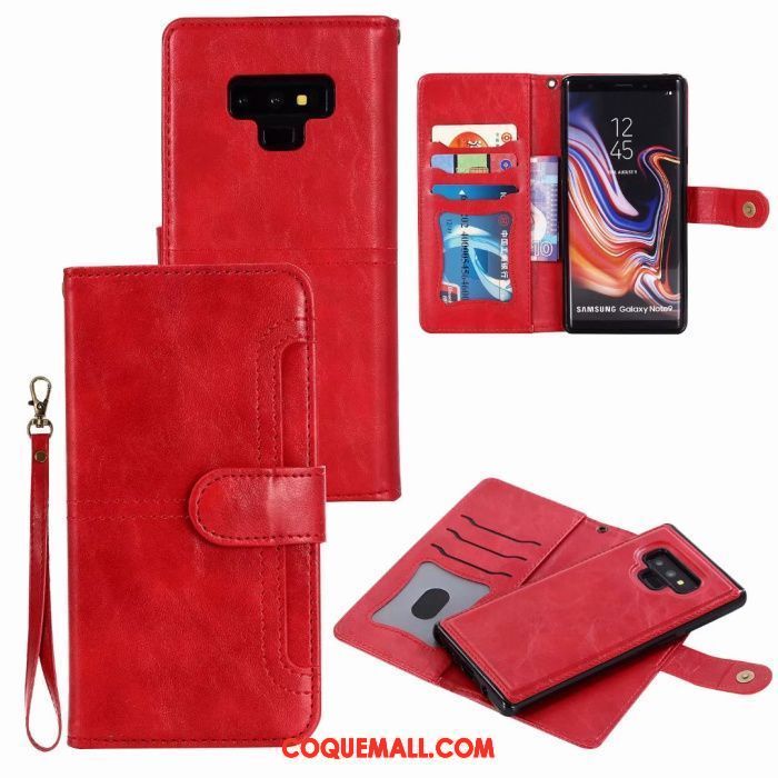 Étui Samsung Galaxy Note 9 Protection Téléphone Portable Étui En Cuir, Coque Samsung Galaxy Note 9 Étoile Rouge