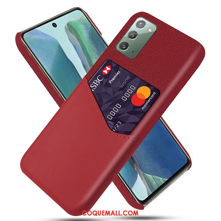 Étui Samsung Galaxy Note20 Carte Téléphone Portable Rouge, Coque Samsung Galaxy Note20 Étoile Délavé En Daim