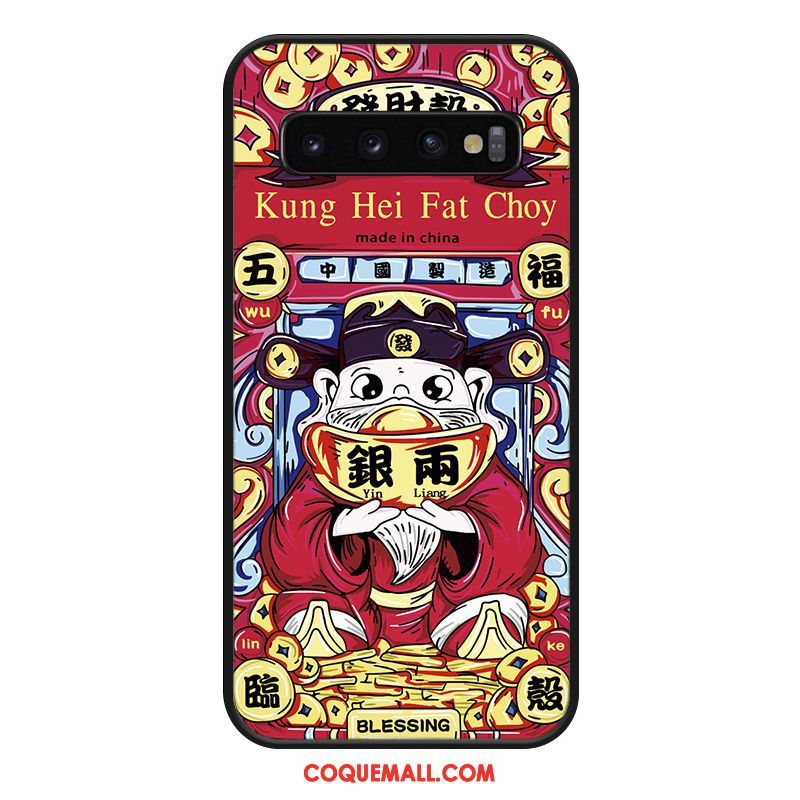 Étui Samsung Galaxy S10 Créatif Dieu De La Richesse Incassable, Coque Samsung Galaxy S10 Net Rouge Style Chinois