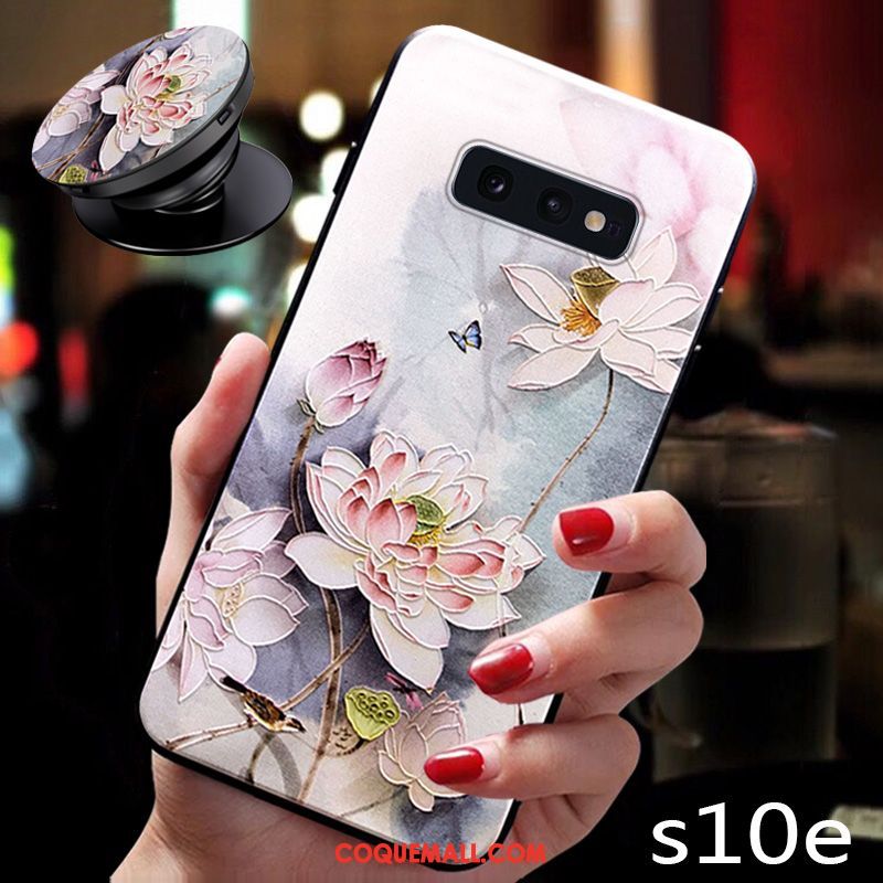 Étui Samsung Galaxy S10e Style Chinois Rose Téléphone Portable, Coque Samsung Galaxy S10e Fluide Doux Incassable